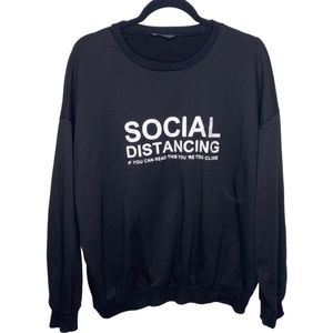 SHEIN Social Distancing Funny Graphic Sweater - Medium